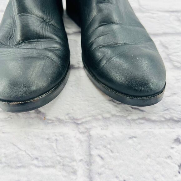 Cole Haan Pull On Chelsea Ankle Boots 6.5 Black Leather Round Toe Block Heel - Picture 3 of 11